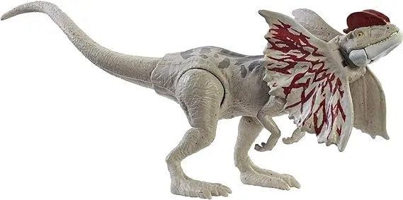 Jurassic World Fierce Force Dilophosaurus Dinosaur Action Figure Movable Joints, Realistic Sculpting & Single Strike Feature, Kids Gift Ages 3 Years & Older