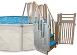 Confer® Entry System For Above Ground Pools - Warm Grey Frame w/ Blue Treads