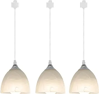 Kiven 3-Lights H-Type Track Light, Dimmable Track Mount Pendant Lighting Fixtures w/Frosted White Finish Glass Shade