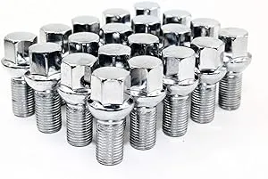 Set of 20 Veritek 14x1.5mm Chrome 24mm Thread Length 17mm Hex R12 Ball Seat Wheel Lug Bolts for Mercedes C CLS E SLC Class Factory Wheels