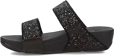 Fitflop Women's Lulu Glitter Black Glitter Slides (ET3-339)