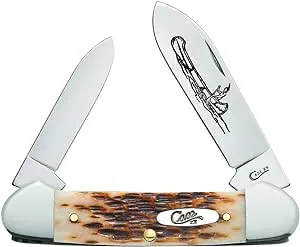 Case WR XX Pocket Knife Amber Jigged Bone Canoe Cv Item #263 - (62131 Cv) - Length Closed: 3 5/8 Inches