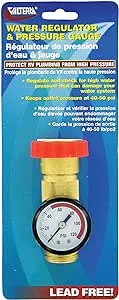 Valterra A01-1124VP Brass Water Regulator/Water Pressure Gauge Combo (Carded)