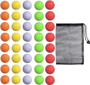 40 Pack Foam Golf Practice Balls - Realistic Feel and Limited Flight Training Balls for Indoor or Outdoor