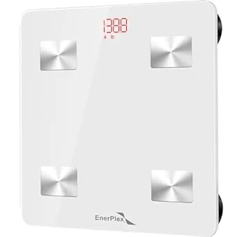 EnerPlex Sleek Digital Bathroom Body Weight Scale - Precision Weighing Machine with Large LED Screen, Sturdy 11" x 11" Tempered Glass Platform, Auto On/Off, Measure in kg/lb, 400 lb Capacity