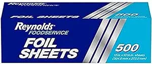 Reynolds Foodservice Aluminum Foil Sheets, Pre-Cut Foil Sheets, Great for Restaurants, Catering, Cafeterias, and Concessions, Easily Moldable Around Food, 12 x 10.75 Inches, 500 Foil Sheets