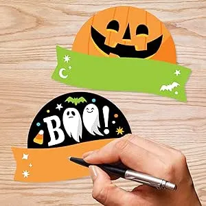 Big Dot of Happiness Spooky Halloween - Faça Você Mesmo Mesa de Papel Em Branco ou Etiquetas de Armário - Etiquetas de Nome de Sala de Aula - Conjunto de 32