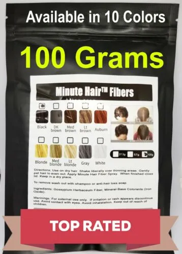 Hair Building Fiber 100g Refill Black Brown Blond Gray White Auburn Top Grade