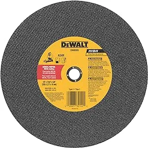 Cutting Wheel, 10 in Dia, 7/64 in Thick, 5/8 in Arbor, 24 Grit, Very Coarse, Alu