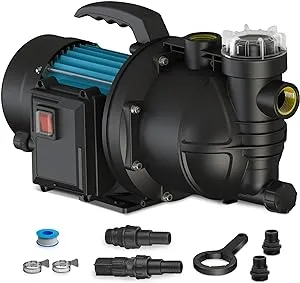 FLUENTPOWER 1.5HP Portable Garden Booster Pump with Prefilter, 1200GPH, Lift 151FT, Shallow Well Jet Pump, Water Transfer Draining Pump for Home Garden Lawn Sprinkler Irrigation