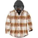 Carhartt Men's Rugged Flex Relaxed Fit Flannel Fleece Lined Hooded Shirt Jac