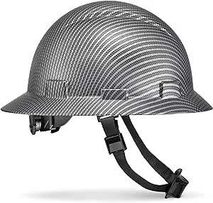 Acerpal Full Brim Hard Hat, Class C G & E, OSHA Construction Work Approved, Premium Carbon Fiber Design, Soft Padded 6 PT Adjustable Ratchet Suspension, Top Pad, Matte, Casco de construccion