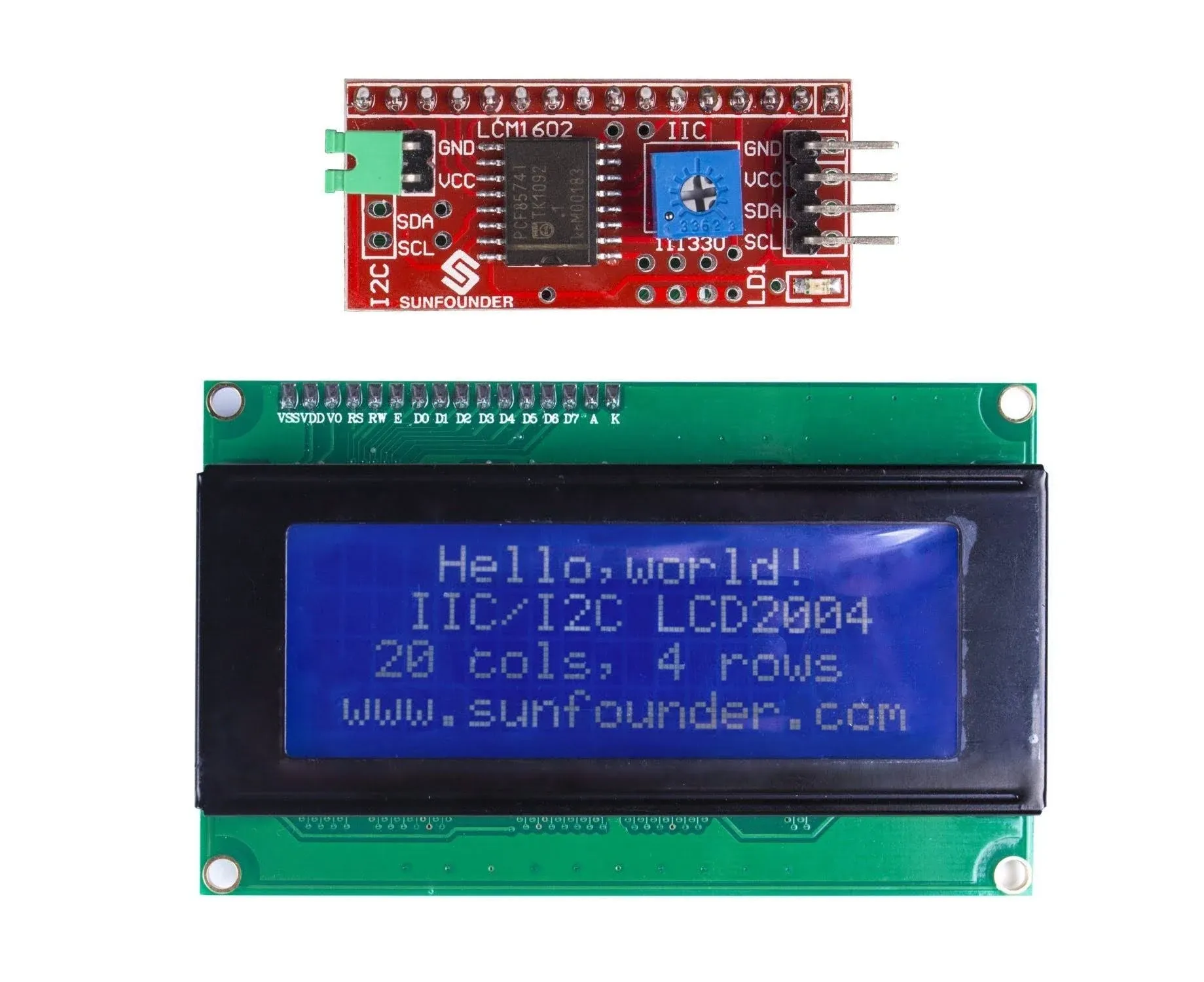 SunFounder IIC I2C TWI Serial 2004 20x4 LCD Module Shield Compatible with Arduino ...