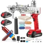 BESGEER 2024-Cordless-Rug-Tufting-Gun-Kit - Tufting-Gun-Starter-Kit-with 2pcs 4.0Ah Batteries，2 in 1 Cut Pile and Loop Pile Tufting Gun, Carpet Gun Kit with Tufting Cloth and Yarn Beginners（Baby Red）