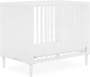 Dream On Me Lucas Mini Modern Crib with Rounded Spindles, White