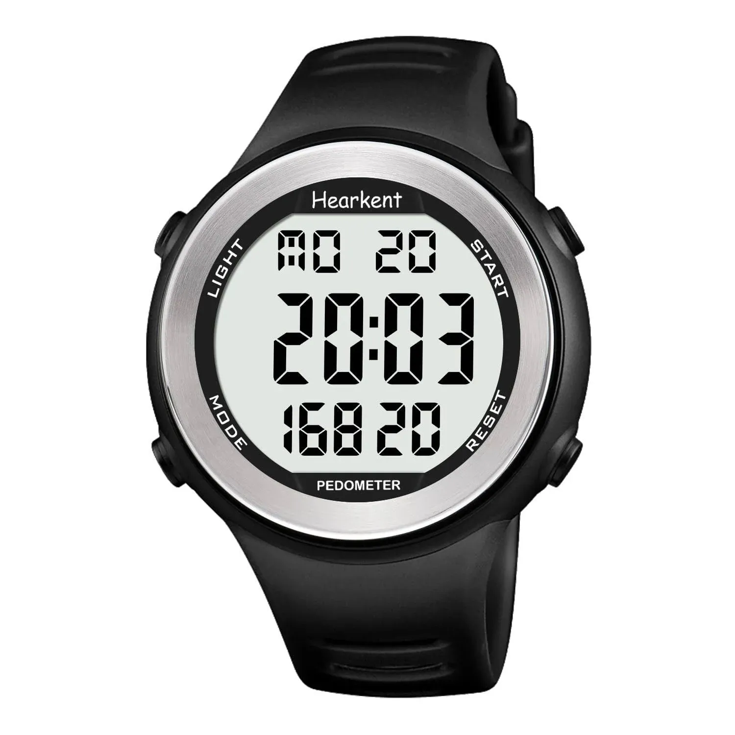 Hearkent Waterproof Pedometer Watch for Seniors, Non Bluetooth App Free Sports Watch Step Counter Calories and LCD with Big Numbers (Black)