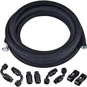 EVIL ENERGY 6AN PTFE Fuel Line Kit, AN6 E85 Fuel Hose Line 10FT Black