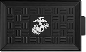 FANMATS 13409 U.S. Marines Heavy Duty Vinyl Medallion Outdoor Door Mat - 19.5in. x 31in. - "Marines" Official Logo