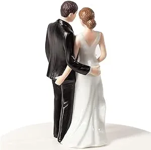 Wedding Collectibles Funny Sexy Tender Touch Wedding Cake Topper with Bride and Groom | Fun, Sexy, Humorous Figurine | Fine Porcelain | 5.25 Inches