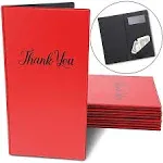 10 Pack Thank You Check Presenters for Restaurants, Red Guest Check Book for Server, Waiter, Waitress, Diners (1 Card Slot, 10.5 x 5.5 In)