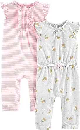 Simple Joys by Carter's Baby Girls' Fashion Jumpsuits, Pack of 2