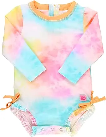 RuffleButts Baby Girls Long Sleeve One Piece Rash Guard