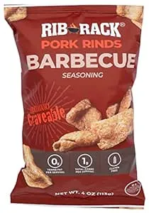 Rib Rack Barbecue Flavored Pork Rinds, Gluten Free, 4 Ounces (Pack Of 12)