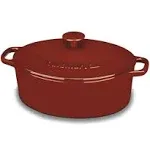 Cuisinart Chef's Classic 5.5qt Red Enameled Cast Iron Oval Casserole with C