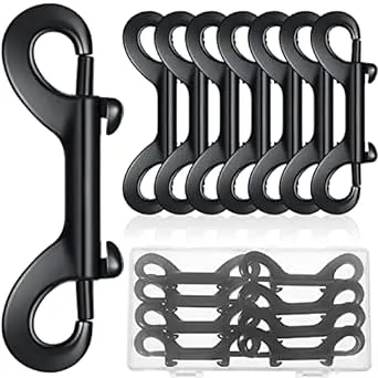 Double Ended Snap Hooks Bolt Snaps Heavy Zinc Alloy Multipurpose Double Sided Clips Chain Metal Clip Key Holder Black Snap Hooks for Water Bucket Dog Leash Feed Buckets (8 Pieces, 4.7 Inches)