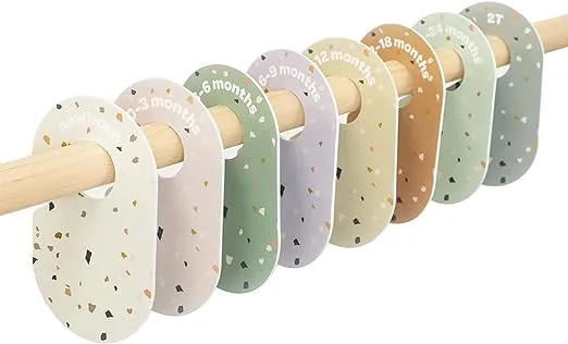 3 Sprouts Baby & Toddler Hanger Closet Dividers Set of 8 - Durable Baby Clothes Organizer, Nursery Closet Organization for Baby Clothing by Size or Age from Infant to Toddler Boy & Girl - Terrazzo