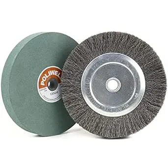 6 Inch Bench Grinder Grinding Wheel & Wire Wheel Brush with 1/2'' Arbor, 120 Grit Silicon Carbide Bench Grinding Wheel for Bench Grinder,for Drill Bits, Blades and Knifes Cleaning Polishing Sharpening