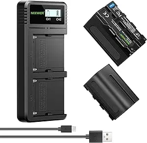 Neewer Dual Fast Charger with 2 x L-Series/NP-F750 5600mAh Li-Ion Batteries Kit