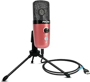 FDUCE M160 Gaming USB Microphone,RGB Condenser Microphone with Tripod,Volume Adjustment and Mute Button Function,Compatible with PC,Laptop,for Gaming,Podcasting,Streaming,YouTube