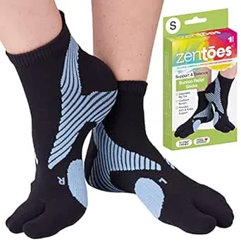 ZenToes Padded Bunion Relief Socks for Women and Men, Big Toe Separator, Built-In Bunion Protector, Moisture Wicking - 1 Pair