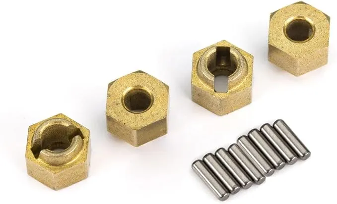 Traxxas 9750X TRX-4M Wheel Hubs 7mm Hex Brass 1 Gram Each (4) Axle Pins (8)