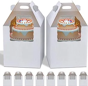 Spec101 Disposable Cake Carrier with Window 12 x 12 x 14in Tall Cake Boxes 10pk