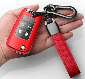 Sindeda for Chevrolet Key Fob Cover with Keychain TPU Full Protection Key Shell Case Compatible with Chevy Equinox Camaro Cruze Malibu Sonic Volt Park Impala Buick Encore Allure Regal-Red