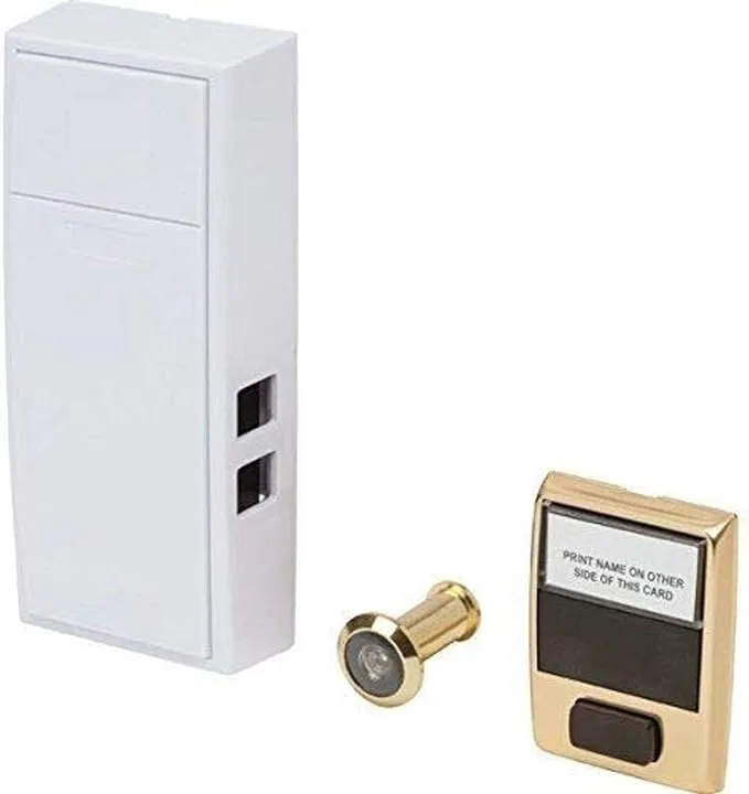 Newhouse Hardware Two Note Mechanical Door Bell Chime & Button, White/Brass Finish