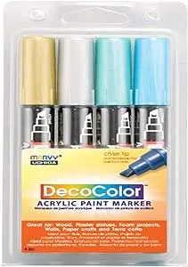 Marvy DecoColor Metallic Acrylic Paint Markers  - 4 Metallic Colors