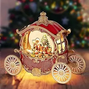 Christmas Snow Globes,Christm<wbr/>as Carriage Snow Globe with 8 Music &amp; Timer,