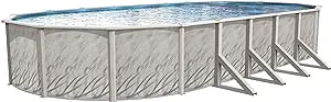 Galleria 15-Foot-by-30-Foot Oval Above-Ground Swimming Pool | 52-Inch Height | Bundle with Bedrock 25 Gauge Overlap Liner and Widemouth Skimmer