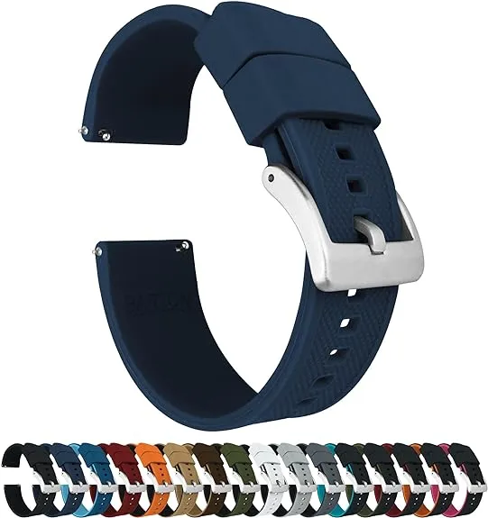 BARTON Elite Silicone Watch Bands - Quick Release - Choose Strap Color & Buckle Color (Stainless Steel, Black PVD or Gunmetal Grey) - 18mm, 20mm, 22mm & 24mm Watch Straps