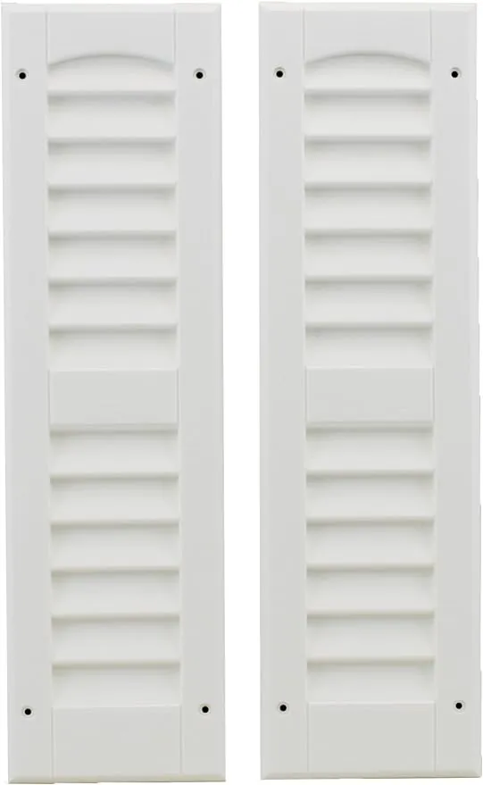 Shed Windows and More Louvered Shed Shutter or Playhouse Shutter White 6" x 21" Sold by The Pair