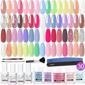 All Season Color Nail Dipping Powder Starter Kit, 39Pcs Dipping Powder Set with 