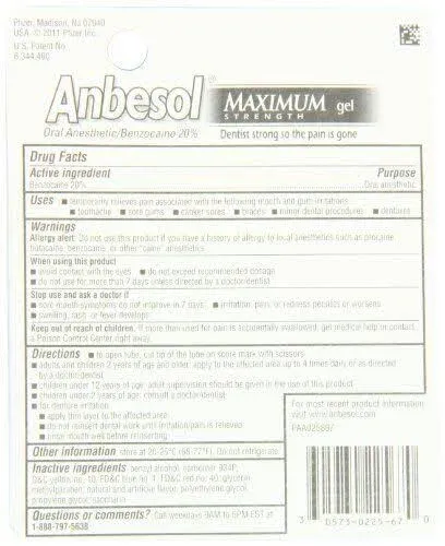 Anbesol Maximum Strength Oral Anesthetic Gel 0.33 Ounce(Pack of 3)