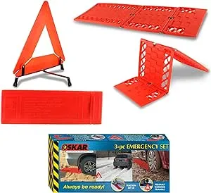 Koolatron Oskar 3 Piece Emergency Kit, Red, Vehicle Roadside Assistance Set... 