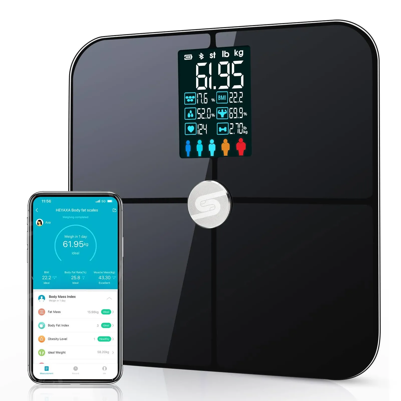 Smart Scale for Body Weight, Digiatl Weight Scale with Large LCD Display, 17 Body Composition Analyzer Sync to APP, Bathroom Body Fat Scale for BMI,