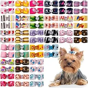 PET SHOW 0.98inch0.39in<wbr/>ch Tiny Small Dogs Hair Bows with Rubber Bands Ribbon