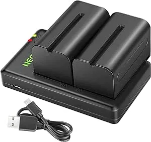 Neewer Dual L-Series/NP-F750 5600mAh Batteries with Dual USB Fast Charger Set