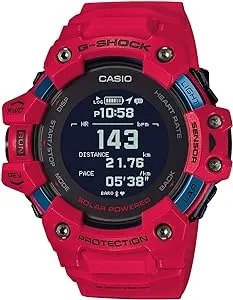 Casio Men's G-Shock Move, GPS + Heart Rate Running Watch, Quartz Solar Assisted Watch with Resin Strap, Red, (Model: GBD-H1000-4)